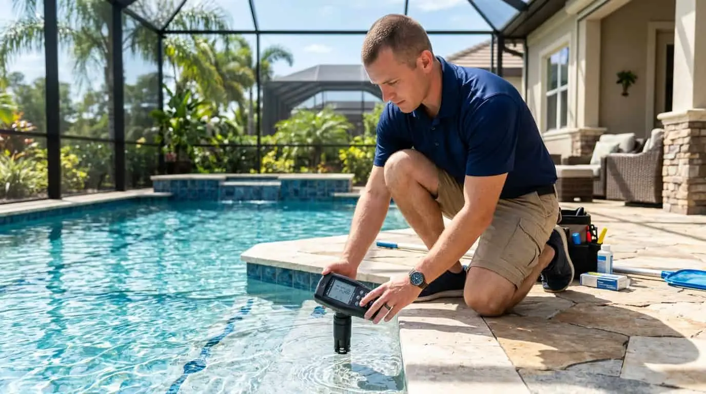 Pool Technician testing water