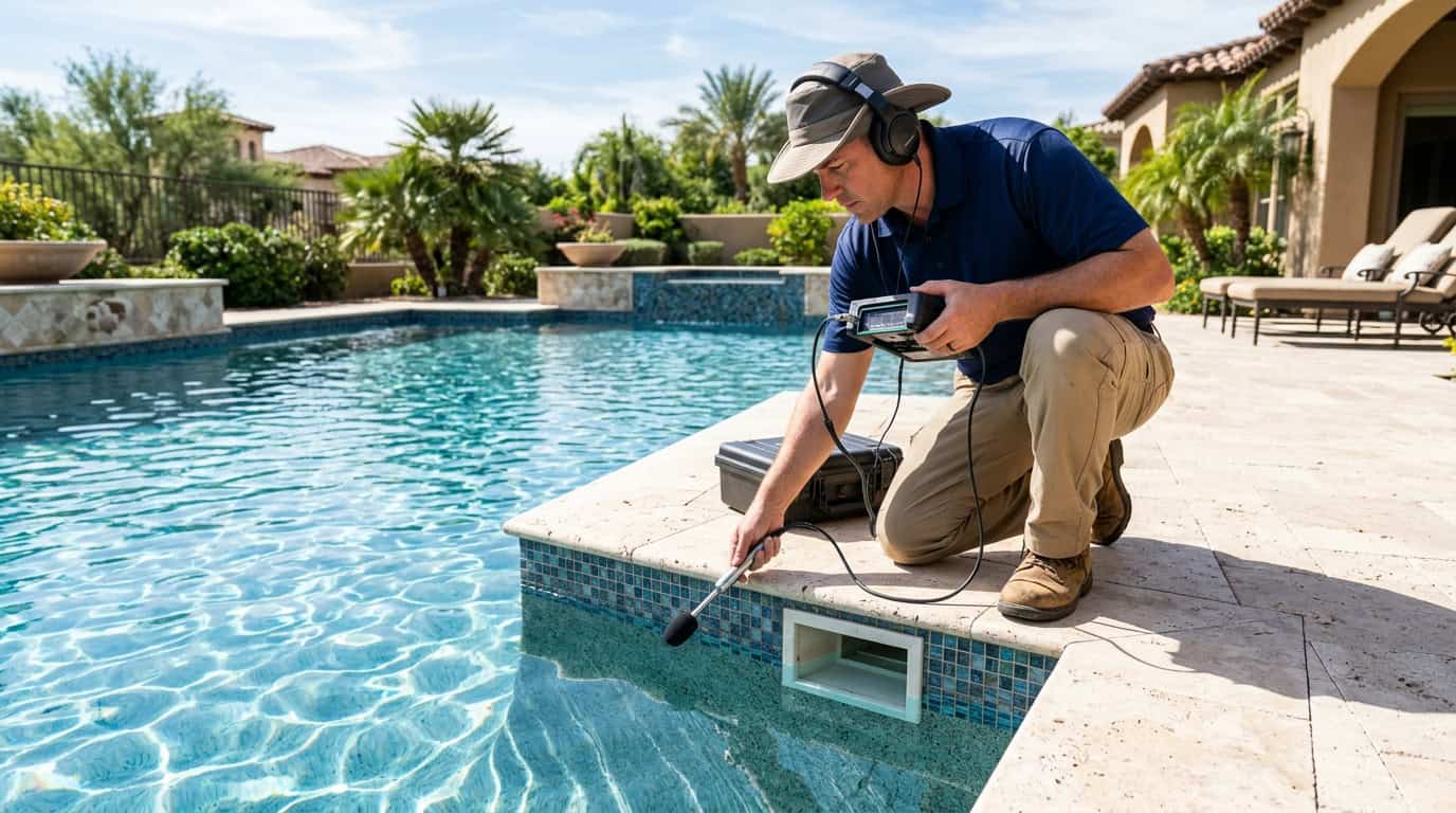 Electronic acoustic pool leak detection