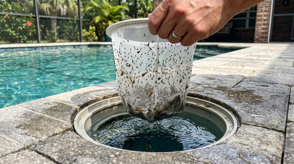 Blind Mosquitoes and Midges on Florida Pool Surfaces: Skimmer Socks & Light Attraction Fixes